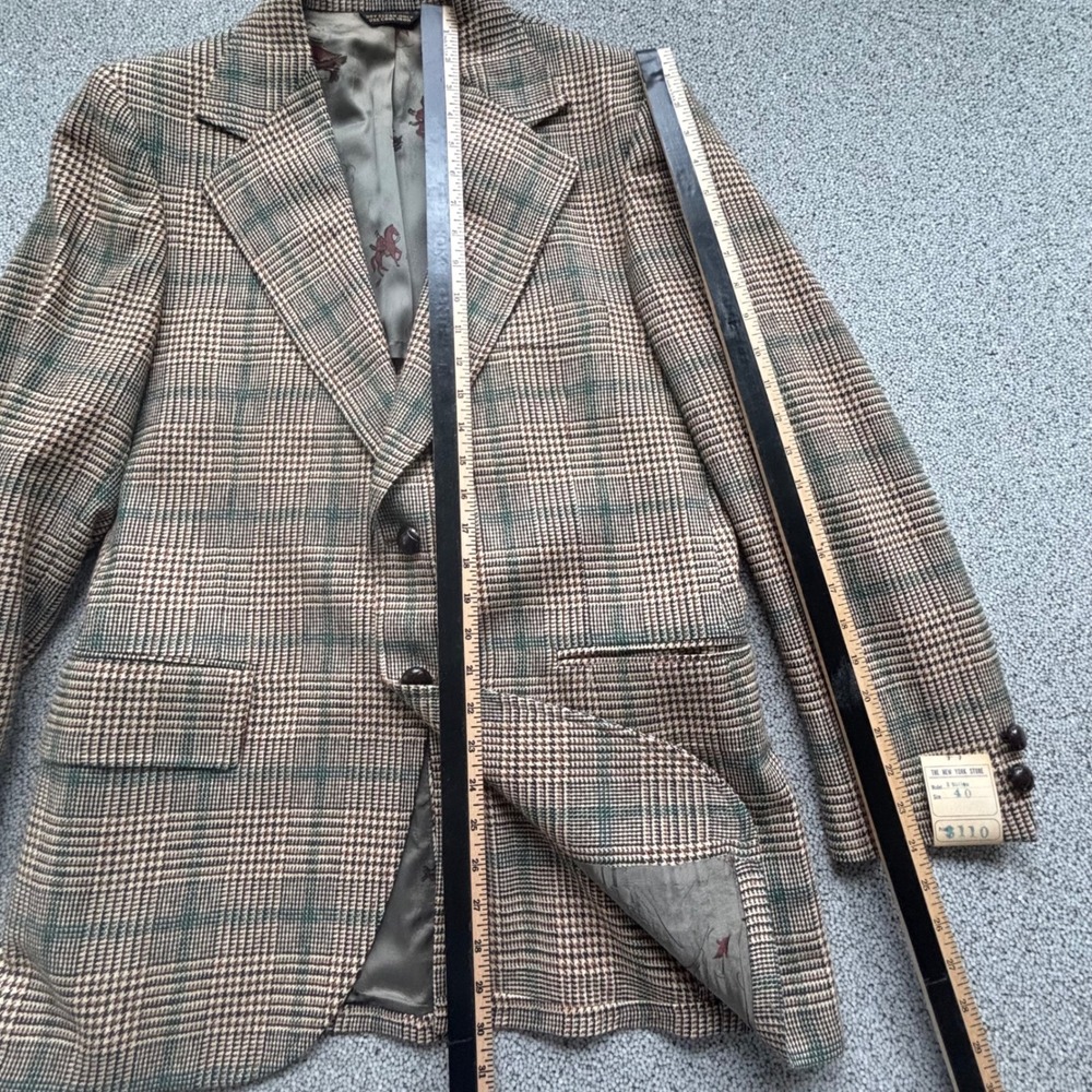 Clipper Craft NY Store 60-70's Blazer 40R Brown Plaid NWT Deadstock Academia - Picture 5 of 12